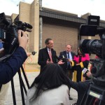 Attorney Albert Watkins, who represents the man who released stunning audio concerning Gov. Eric Greitens, speaks with reporters outside the Jefferson City Police Department on March 9, 2018. (Jack Suntrup/St. Louis Post-Dispatch/TNS)