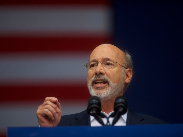 PHILADELPHIA, PA - SEPTEMBER 21:  Pennsylvania Governor Tom Wolf speaks before former President Barack Obama during a campaign rally for statewide Democratic candidates on September 21, 2018 in Philadelphia, Pennsylvania.  Midterm election day is November 6th.  (Photo by Mark Makela/Getty Images)