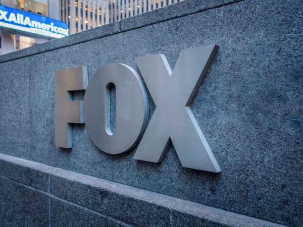 MANHATTAN, NEW YORK, UNITED STATES - 2019/12/20: FOX logo outside the News Corporation Building at 1211 Sixth Avenue, Fox News Headquarters in NYC. (Photo by Erik McGregor/LightRocket via Getty Images)