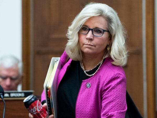 UNITED STATES - JUNE 23: Rep. Liz Cheney, R-Wyo., arrives for the House Armed Services Committee hearing titled “The Fiscal Year 2022 National Defense Authorization Budget Request from the Department of Defense,” in Rayburn Building on Wednesday, June 23, 2021. Defense Secretary Lloyd J. Austin III, and General Mark A. Milley, chairman of the Joint Chiefs of Staff, testified. (Photo By Tom Williams/CQ Roll Call)