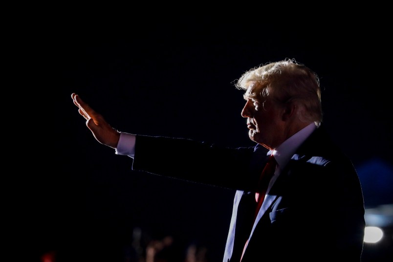 SARASOTA, FL - JULY 03: Former U.S. President Donald Trump leaves after a rally on July 3, 2021 in Sarasota, Florida. Co-sponsored by the Republican Party of Florida, the rally marks Trump's further support of the MAGA agenda and accomplishments of his administration. (Photo by Eva Marie Uzcategui/Getty Images)