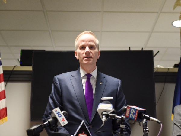 US Attorney William McSwain speaks during a press conference about Operation Shattered Thursday. Photo by Lauren A. Little  3/14/2019