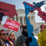 WASHINGTON,DC-MAR26: Demonstrators protest against gerrymandering at a rally at the Supreme Court during the gerrymandering cases Lamone v. Benisekand Rucho v. Common Cause.(Photo by Evelyn Hockstein/For The Washington Post)