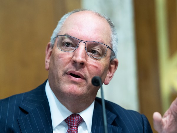 UNITED STATES - MAY 13: Louisiana Gov. John Bel Edwards, testifies during the Senate Energy and Natural Resources Committee hearing to “examine offshore energy development in federal waters and leasing under the Outer Continental Shelf Lands Act,” in Dirksen Senate Office Building on Thursday, May 13, 2021. (Photo By Tom Williams/CQ Roll Call)