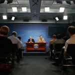 U.S. Secretary of Defense Robert Gates and Chairman of the Joint Chiefs of Staff Admiral Michael Mullen hold a news briefing at the Pentagon July 16, 2008 in Arlington, Virginia.