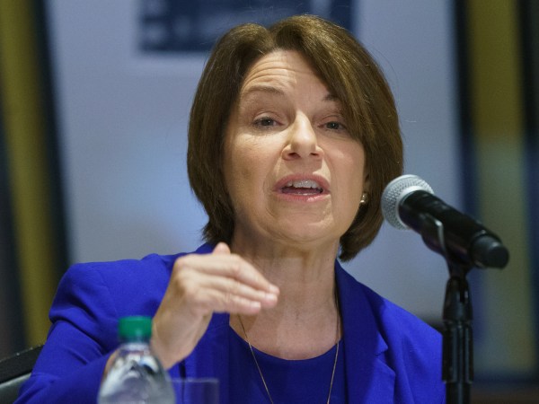 ATLANTA, GA - JULY 19: U.S. Sen. Amy Klobuchar (D-MN) speaks during a U.S. Senate Rules Committee Georgia Field Hearing on the right to vote at the National Center for Civil and Human Rights on July 19, 2021 in Atlanta, Georgia. (Photo by Elijah Nouvelage/Getty Images)