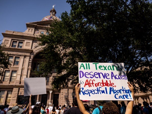 AUSTIN, TX - SEPTEMBER 11: Abortion rights activists rally at the Texas State Capitol on September 11, 2021 in Austin, Texas. Texas Lawmakers recently passed several pieces of conservative legislation, including SB8, which prohibits abortions in Texas after a fetal heartbeat is detected on an ultrasound, usually between the fifth and sixth weeks of pregnancy. (Photo by Jordan Vonderhaar/Getty Images)
