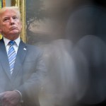 WASHINGTON, DC - AUGUST 3: President Donald Trump listens during a Veterans Affairs Department "telehealth" event in the Roosevelt Room of the White House in Washington, DC on Thursday, Aug 03, 2017. (Photo by Jabin Botsford/The Washington Post)