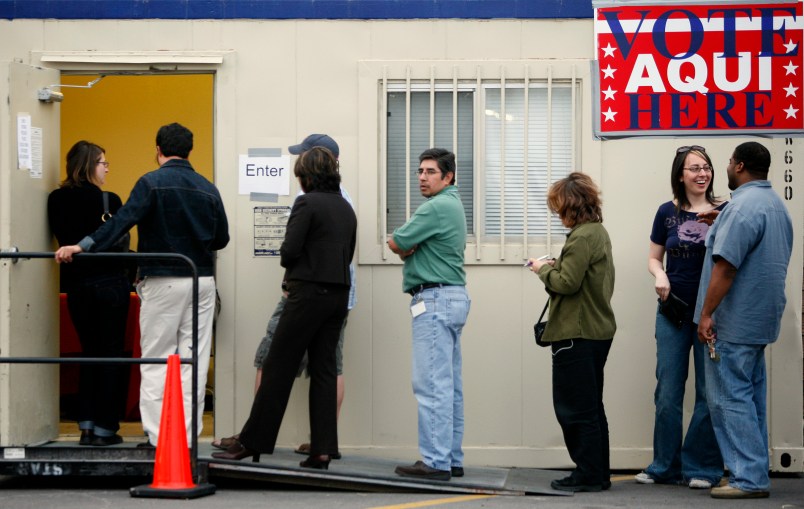 AUSTIN, TX - FEBRUARY 19: Early voting began today across Texas ahead of the presidential primaries taking place on Tuesday, March 4, 2008. (Photo by Ben Sklar/Getty Images)