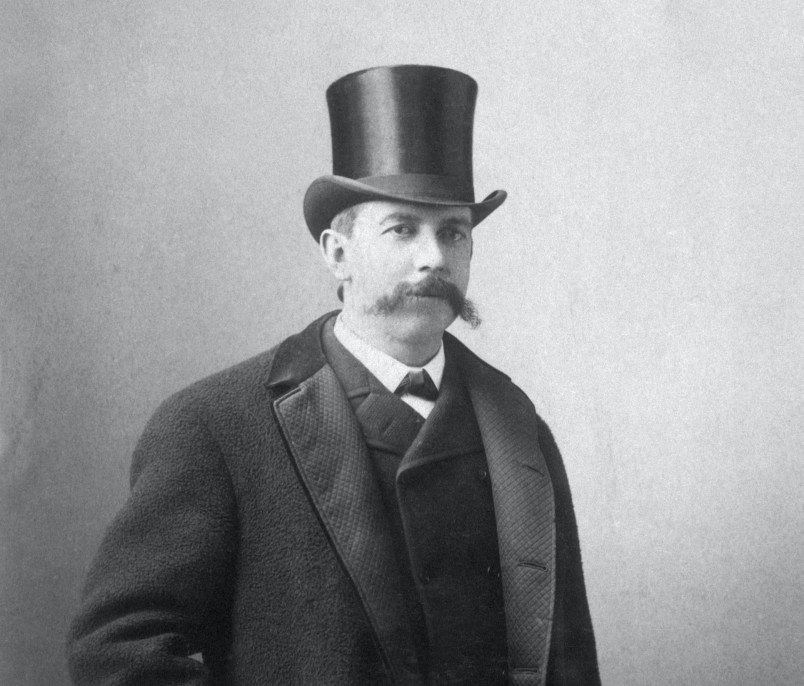 Edward Wyllis Scripps wears a top hat for a portrait. Scripps founded the first major newspaper chain in the United States and the United Press syndicate.