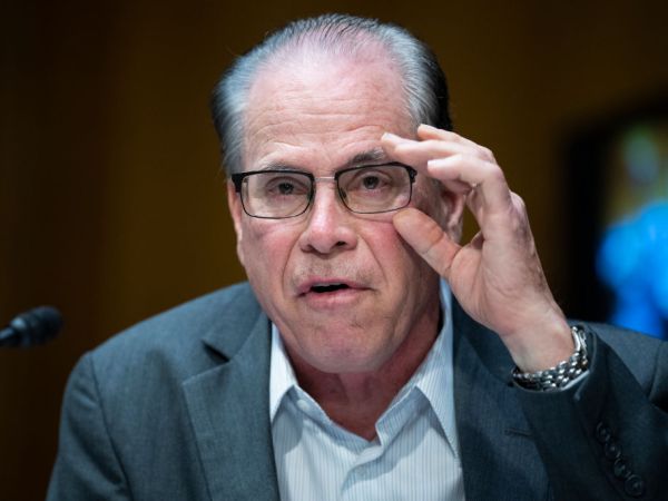 UNITED STATES - MARCH 15: Sen. Mike Braun, R-Ind., attends the Senate Health, Education, Labor and Pensions Committee markup on the PREVENT Pandemics Act in Dirksen Building on Tuesday, March 15, 2022. (Tom Williams/CQ Roll Call)